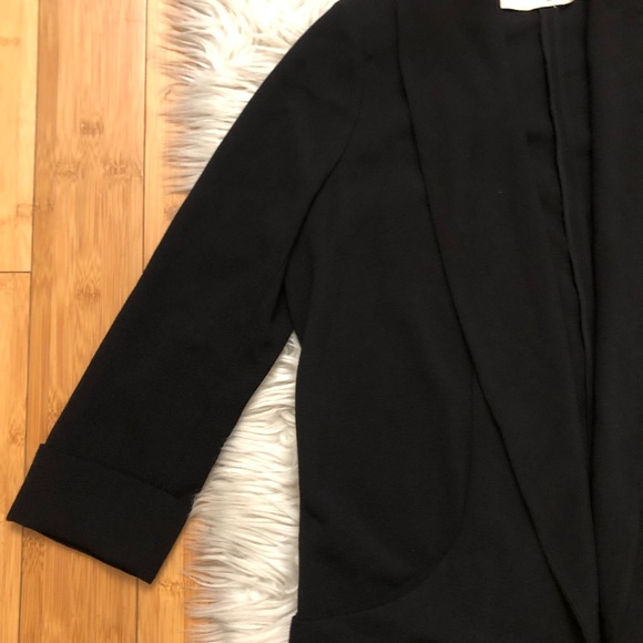 Aritzia Wilfred Chevalier Open-Front 3/4 Sleeves Crepe Black Blazer Jacket 6 - Picture 8 of 14